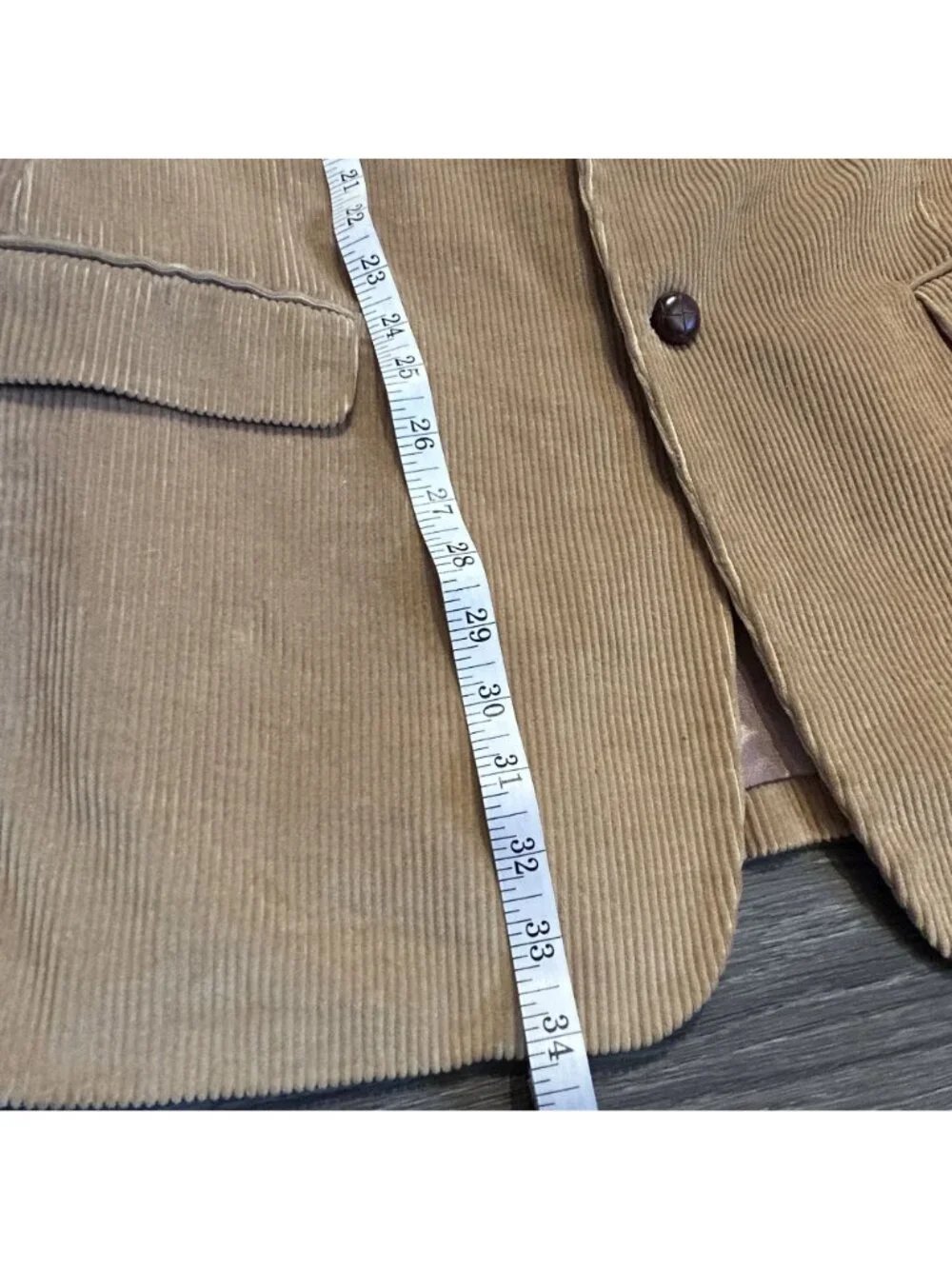 Jeremy Cobb 44L Hand Tailored Tan Corduroy Blazer Suede Elbow Patch Preppy VTG